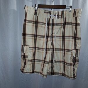 Merona plaid swim trunks XL